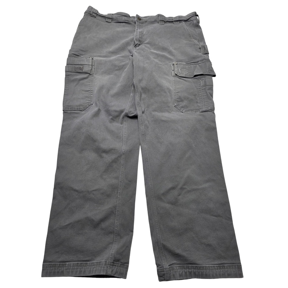 Duluth Trading Co Mens Flex Fire Hose Cargo Pants Gray Work Trousers 44x32